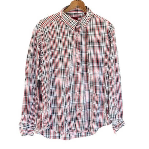 Alfani Fitted Plaid Long Sleeve Button Down Plaid Casual Button Down Shirt Sz L - Picture 1 of 7